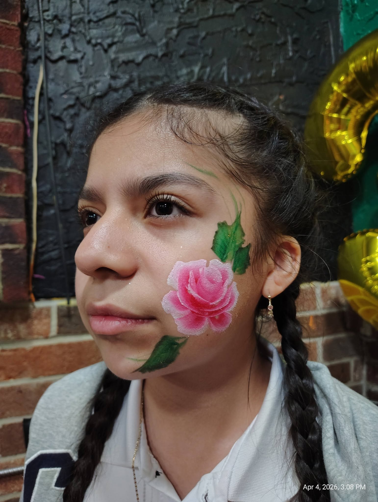 Girl with a rose cheek design